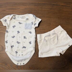 Baby Bodysuit and Shorts Set with Gray Squirrel Print